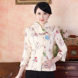 Appealing Embroidery Chinese Tang Jacket - Yellow