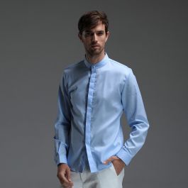 light blue chinese collar shirt