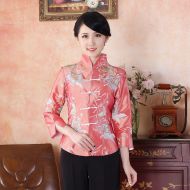 Enticing Flower Embroidery Chinese Tang Jacket - Blue