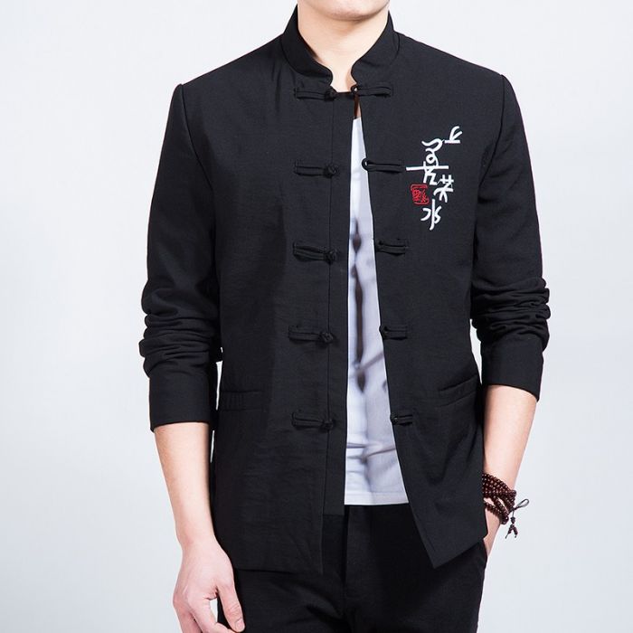 Shang Shan Ruo Shui Embroidery Tang Jacket - Black
