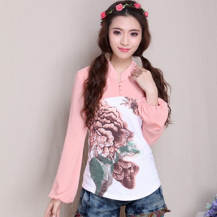 Fascinating Cheongsam Style Chiffon Sleeve Blouse