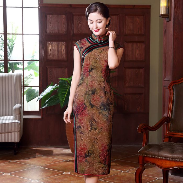 Splendid High Quality Silk Long Qipao Cheongsam Dress 