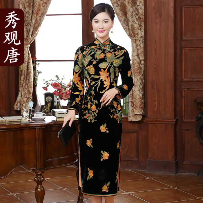 long sleeve qipao dress