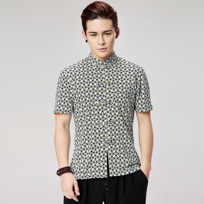 Attractive Frog Button Chinese Tang Shirt - Green