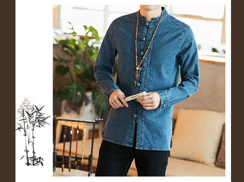 Attractive Denim Frog Button Chinese Tang Jacket - Chinese Jackets ...